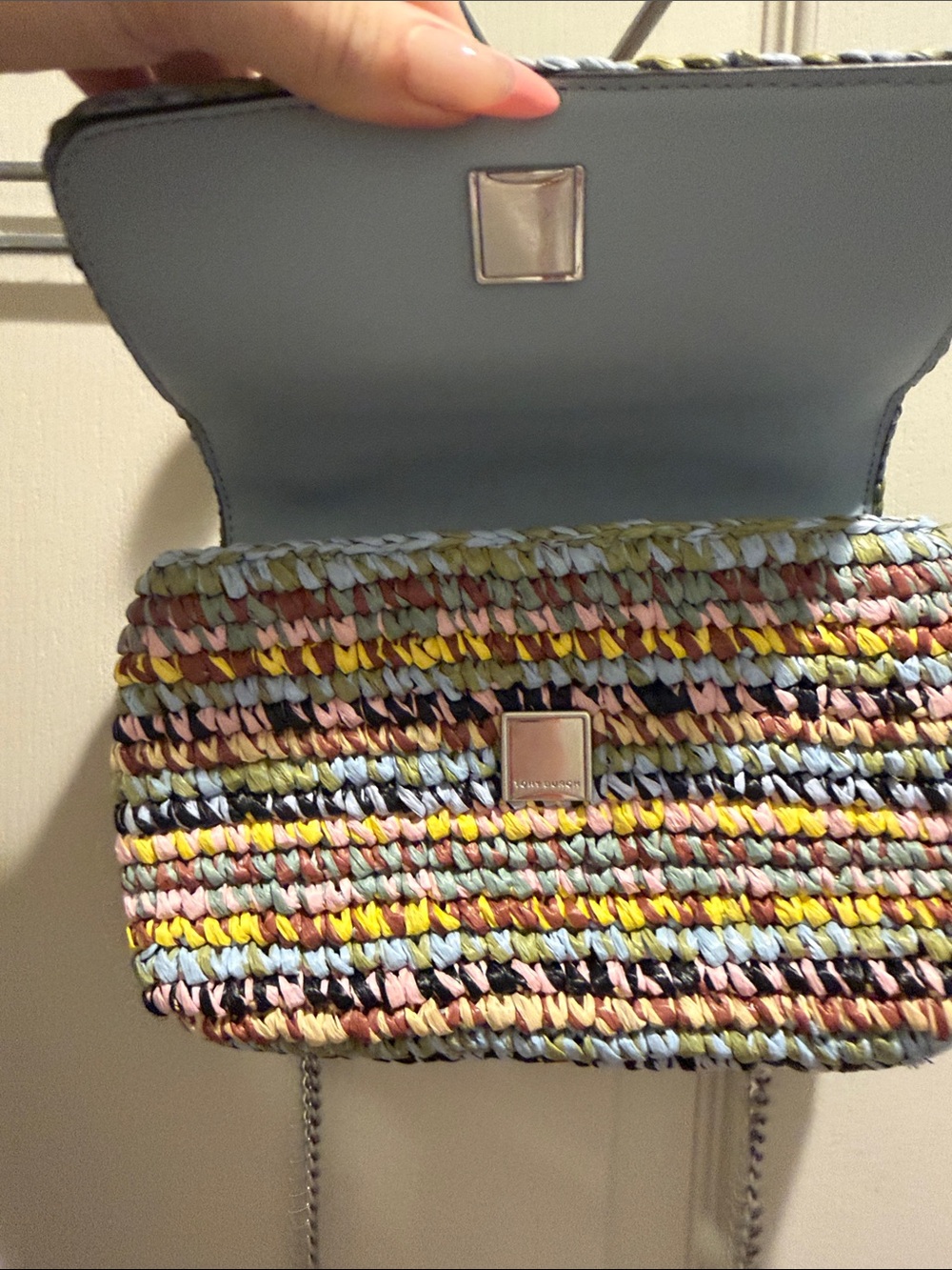 Tory Burch Pastel Multicolor Woven Raffia Crossbody - Picture 3 of 5